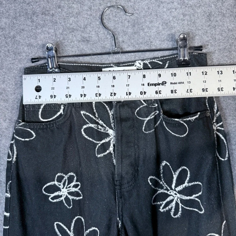 Reformation‎ Jeans 23 Daisy High Rise Straight Long Floral Black Denim